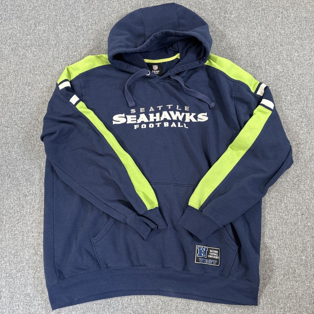 Seattle Seahawks NFL Team Apparel Hoodie Pullover Navy Blue NFC West Adult Large